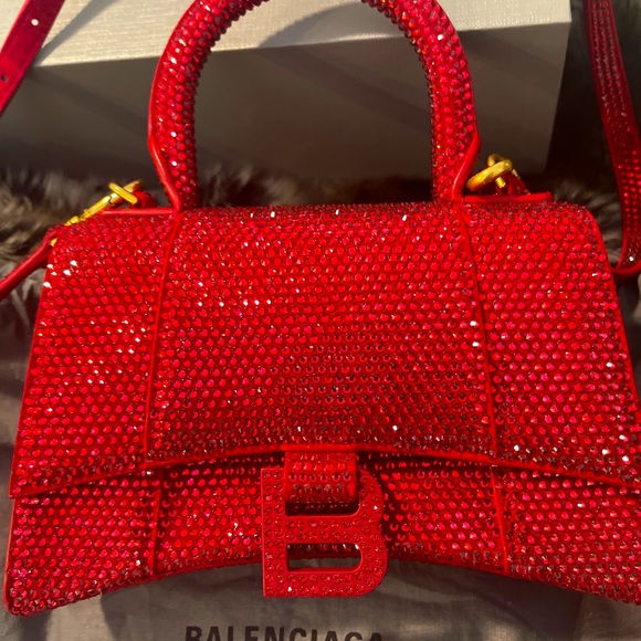 Balenciaga Red Suede Rhinestone xs hourglass - VERY RARE - Picture 3 of 6